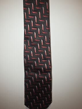 Black Label By Ruffini Italian Black White Red Tie